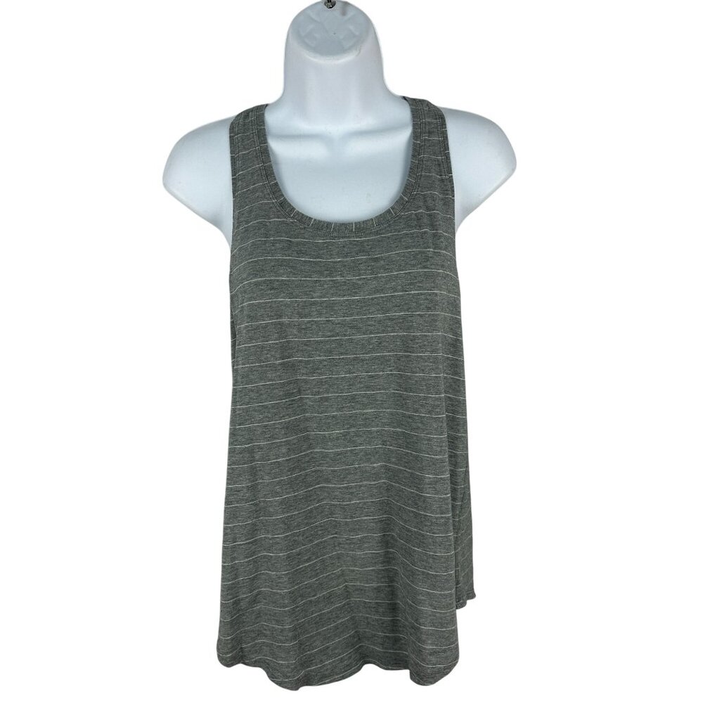 Lululemon Gray & White Striped Racerback Athletic Tank Top Size S